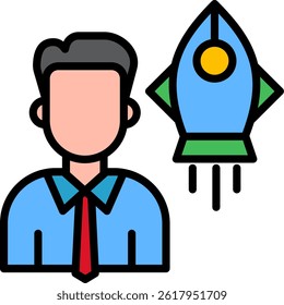 Advancement Icon Lineal Color Vector Illustration
