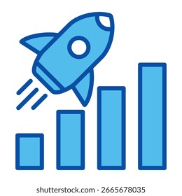 Iconos Del Avance En Estilo Azul, Ilustración vectorial