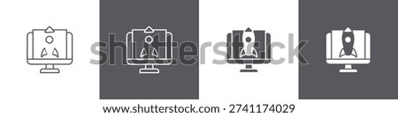 Advancement line glyph icon style in white and black background