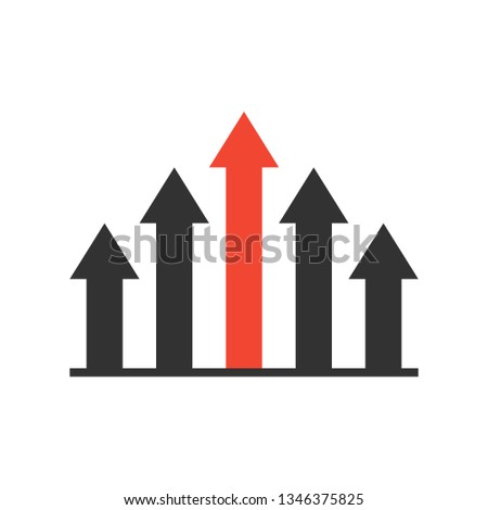 advantage icon. competitive strategy logo. favorable or superior business position concept. five arrow symbol. isolated on white background. vector illustration