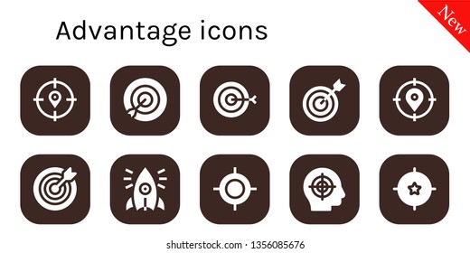 advantage icon set. 10 filled advantage icons.  Simple modern icons about  - Target, Initiative