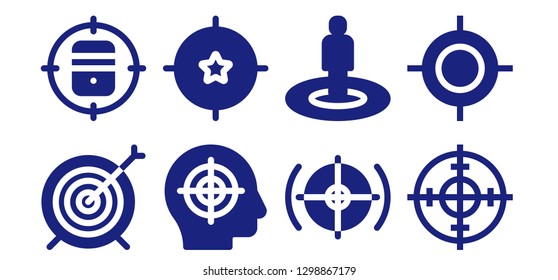  advantage icon set. 8 filled advantage icons. Simple modern icons about  - Target
