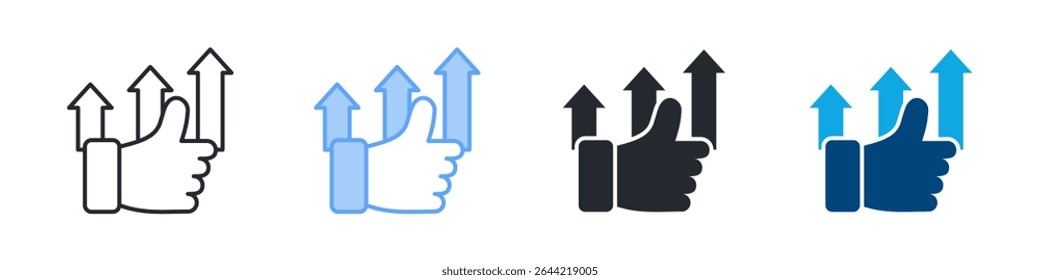 Advantage Icon Set Multiple Style. Design In Outline, Blue, Glyph, Dual Tone