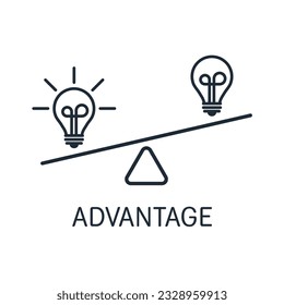 Advantage, the preponderance of one idea over another. Vector linear icon isolated on white background.
