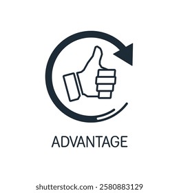 Advantage. Success, achievements. Improvement, growth of business skills, abilities. Vector linear icon illustration isolated on white background.