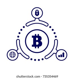 The advantages of cryptocurrency. Illustration in flat style. On white background