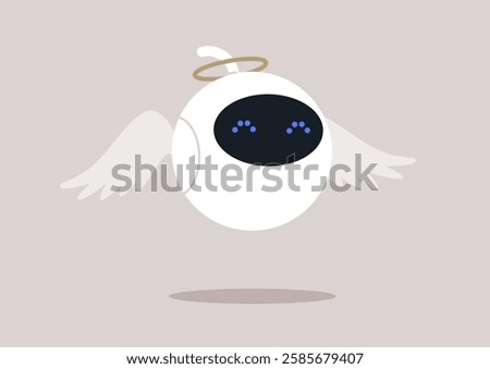 Advantages of modern technologies, a cute robot dressed like an angel