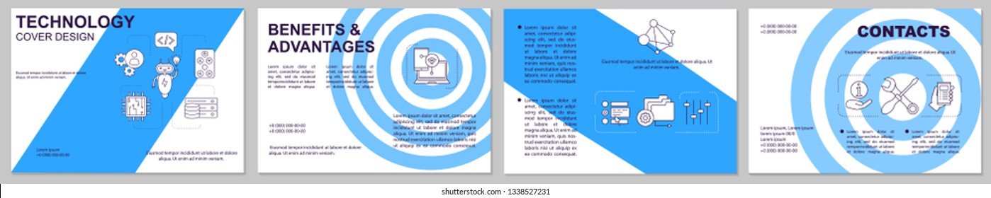 Advantages and profits brochure template layout. Digital technology. Flyer, booklet, leaflet print design with linear icons. Vector page layouts for magazines, annual reports, advertising posters