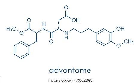 Advantame (E969) sugar substitute molecule. Skeletal formula.