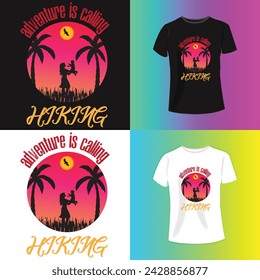 Advanture is calling hiking   beach retro vintage t shirt design