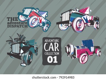 Advanture car vector set.