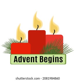 Advent Begins, Idea for poster, banner, flyer or postcard vector illustration