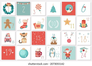 Advent calenda . Vector illustration