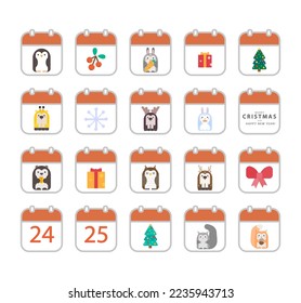 advent calendar with animals vector set