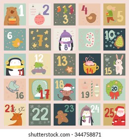 Advent calendar with beautiful and charming illustrations
