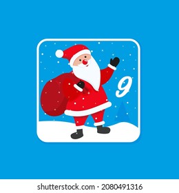 Advent calendar. Christmas holiday celebration cards for countdown EPS 10 December 9