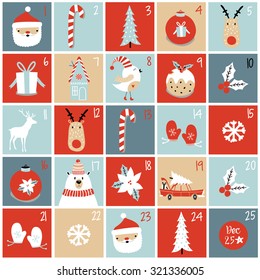 Advent calendar. Christmas poster.