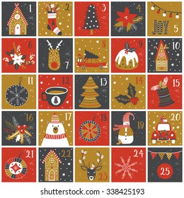 Advent calendar. Christmas poster.