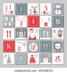 Advent calendar. Christmas poster.