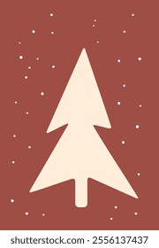 Advent calendar. Christmas print. Christmas Tree with decorations and illuminations. Doodle Design for hiliday card, poster.