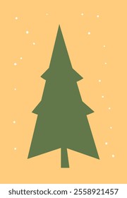 Advent calendar. Christmas print. Christmas Tree with decorations and illuminations. Doodle Design for hiliday card, poster.