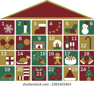 Advent calendar with cute illustrations