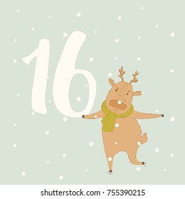 Advent calendar. Deer and 16