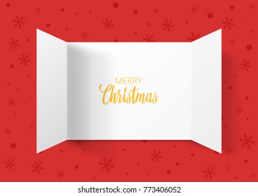 Advent Calendar Doors opening with snowflakes. Greeting Card. Merry Christmas lettering, vector illustration