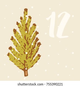 Advent calendar. Fir-tree and 12