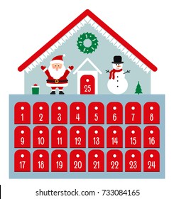 Advent calendar in a flat cartoon style. vector illustration isolated