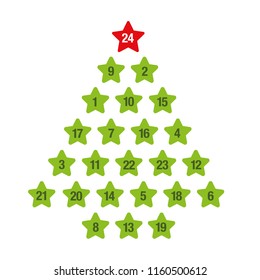 advent calendar green christmas tree vector illustration EPS10
