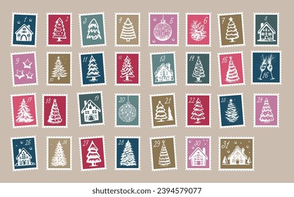 Advent calendar hand drawn illustrations.