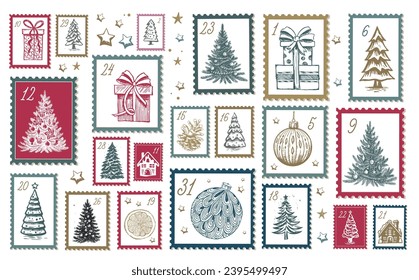 Advent calendar hand drawn illustrations.	