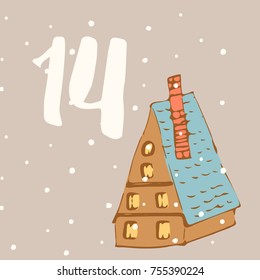 Advent calendar. House and 14