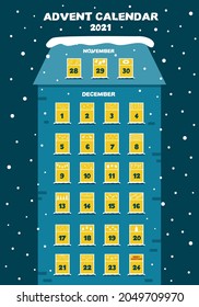 advent calendar house with windows