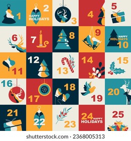 Advent calendar. Modern color design.