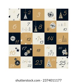  Advent calendar. Modern color design.
