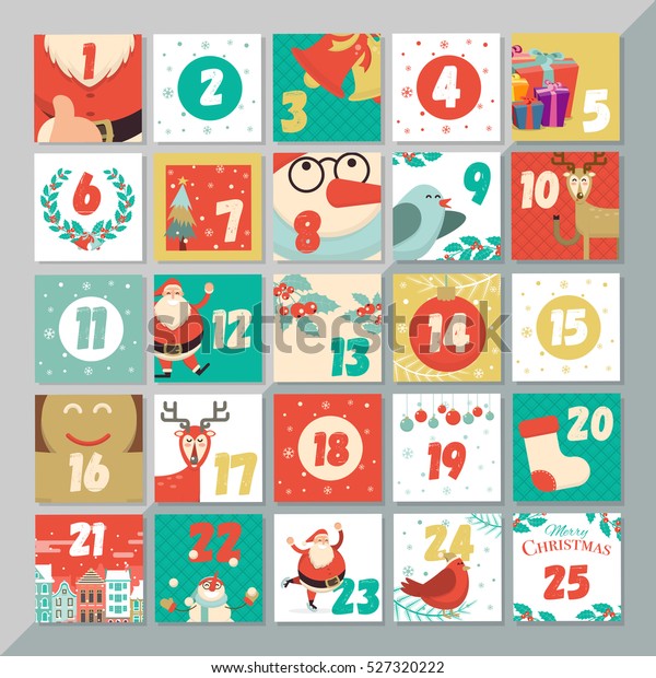 Advent Calendar Opening On Christmas Holidays 库存矢量图 免版税 Advent Calendar Opening On Christmas Holidays 库存矢量图 免版税
