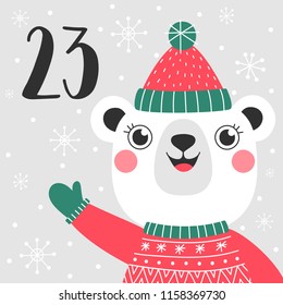 Advent calendar. Polar bear and 23