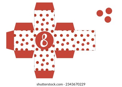 Advent Calendar Printable Gift Box. Gift box printable template. New Year and Christmas concept. Number 8
