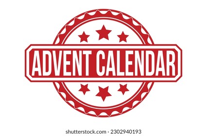 Advent calendar Red Rubber Stamp vector design.