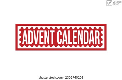 Advent calendar Red Rubber Stamp vector design.