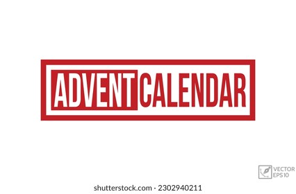 Advent calendar Red Rubber Stamp vector design.