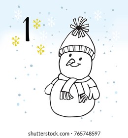 Advent calendar. Twenty-four days before Christmas. One of the parts of the calendar. Vector illustration