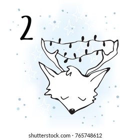 Advent calendar. Twenty-four days before Christmas. One of the parts of the calendar. Vector illustration