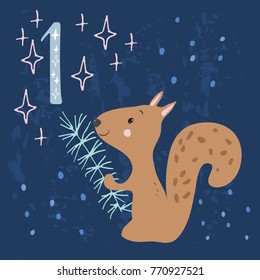 Advent calendar. Twenty-four days before Christmas. One of the parts of the calendar. Vector illustration