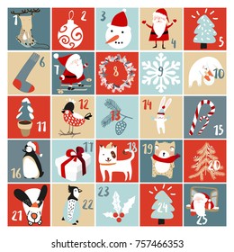 advent calendar vector collection and christmas decoration
