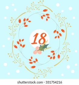 Advent calendar. Vector illustration. Countdown to Christmas 18