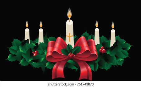 Advent calendar wreath with candles. Countdown to christmas. EPS 10 vector illustration. 