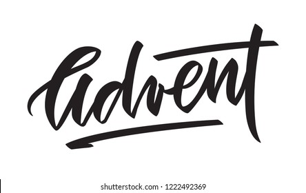 Advent -  hand-written text, typography, calligraphy, lettering. Vector writing in one color, for cutout template, label, tagline, title, headline, emblem, logo, banner, flyer, poster, greeting card